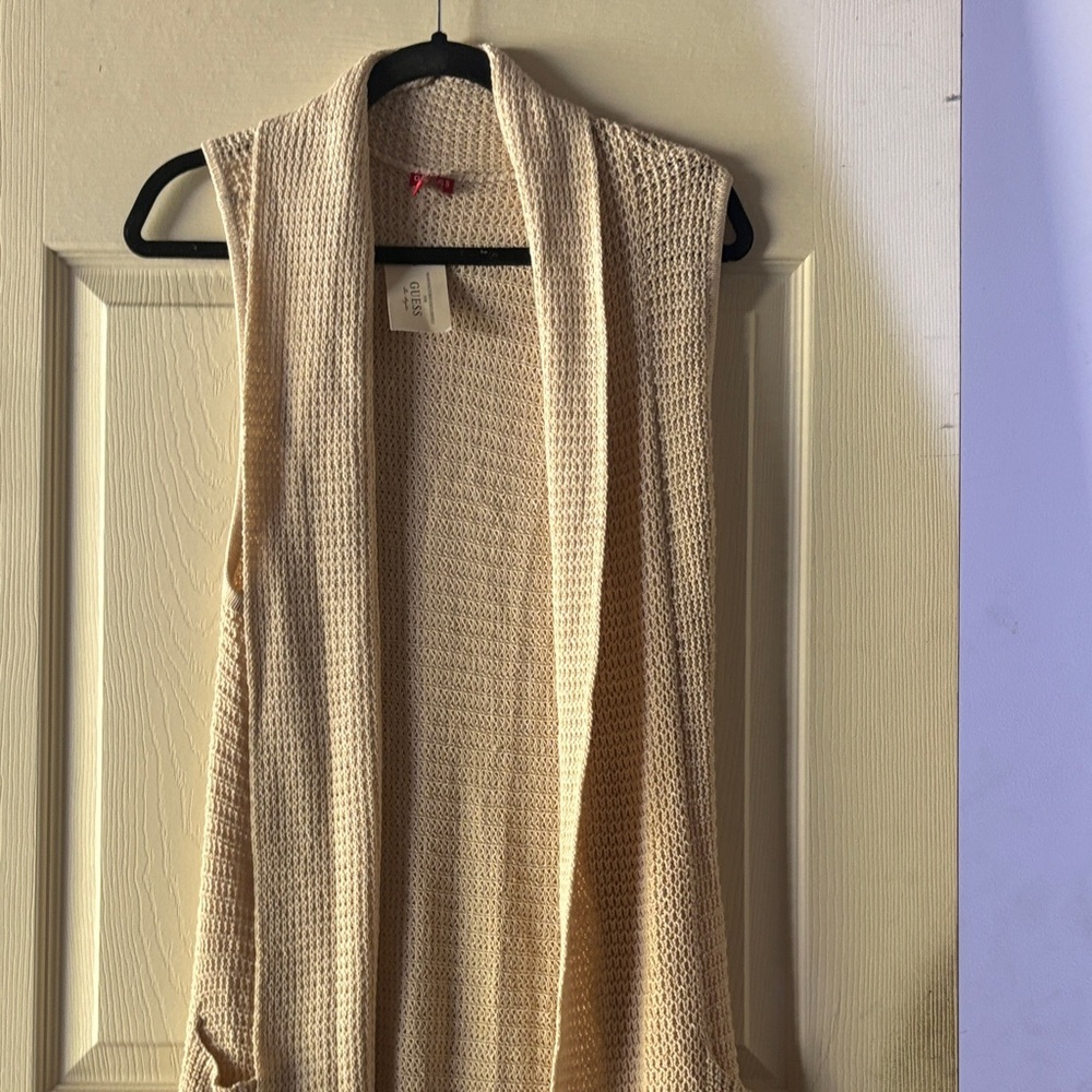 Guess Cream Open-Front Cardigan